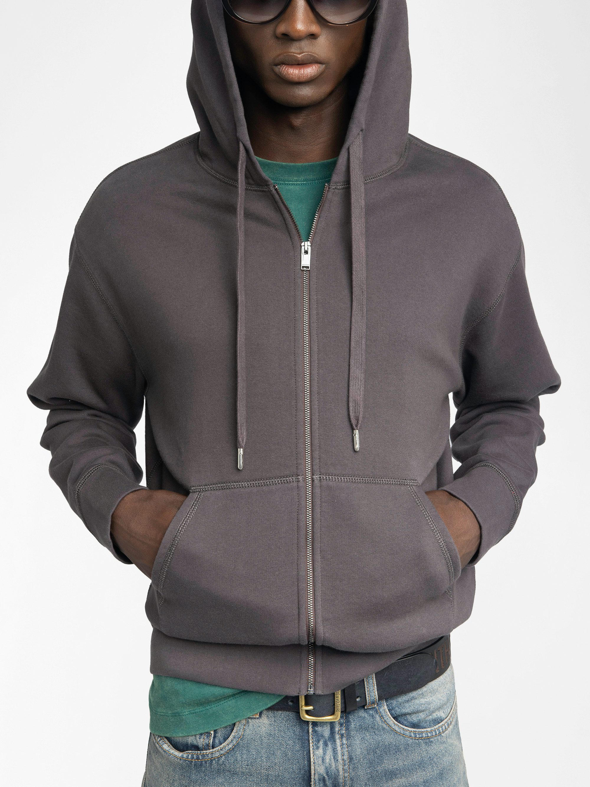 Sacha Sweatshirt - Hooded sweatshirt with zip closure, long sleeves and back print.